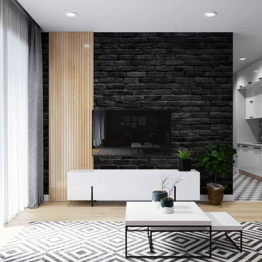 murales de pared Papel pintado de ladrillo negro u53027