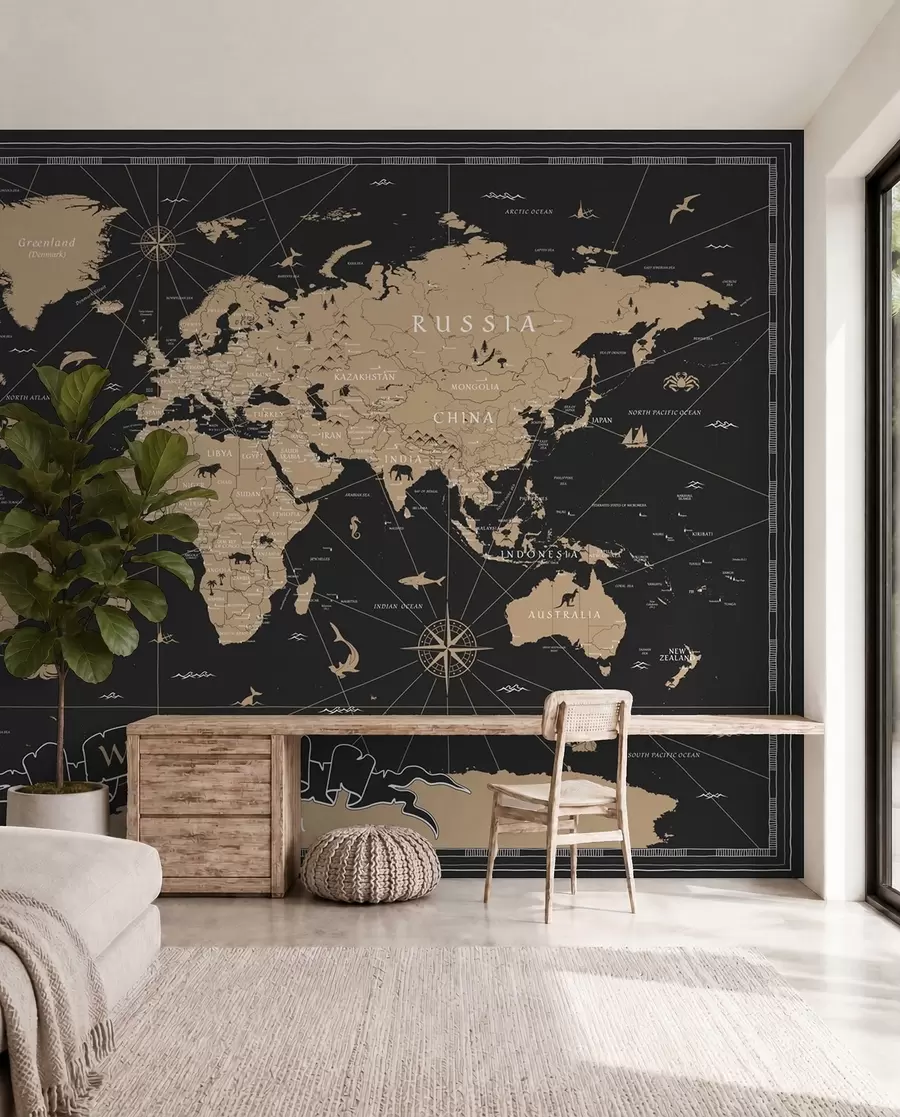 murales de pared Mapa del mundo al anochecer u50401