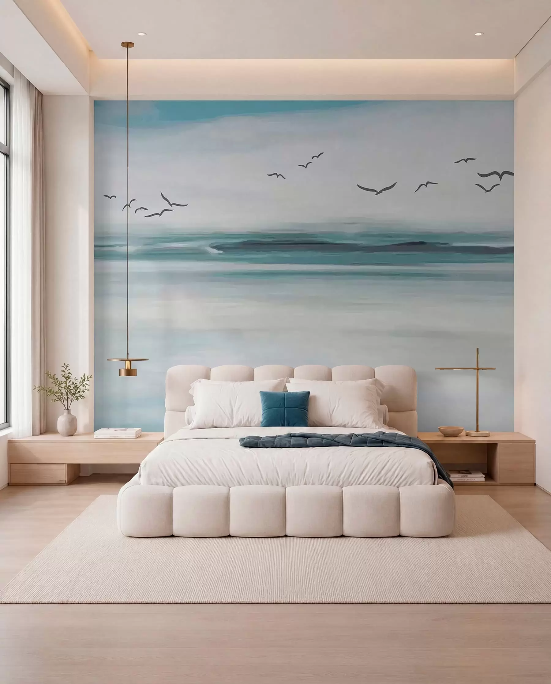 murales de pared Gaviotas sobre olas pintadas u05695