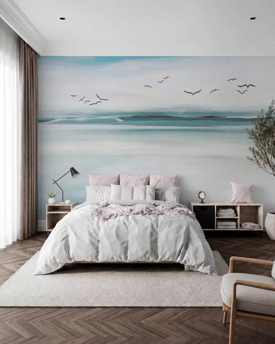 murales de pared Gaviotas sobre el mar u05695