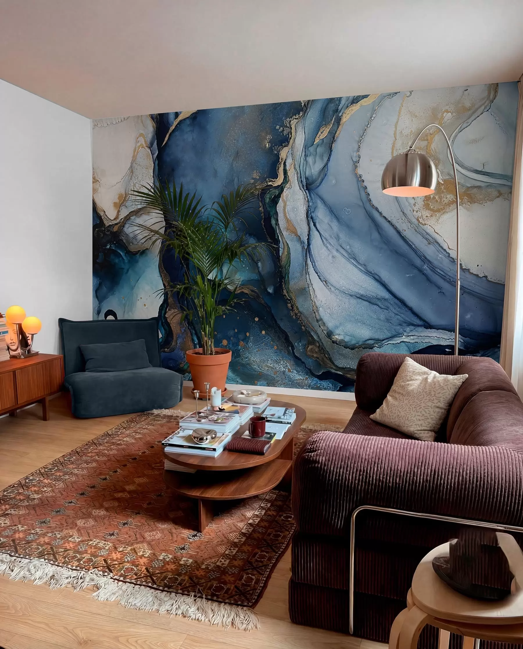 murales de pared Olas minerales azules u10197