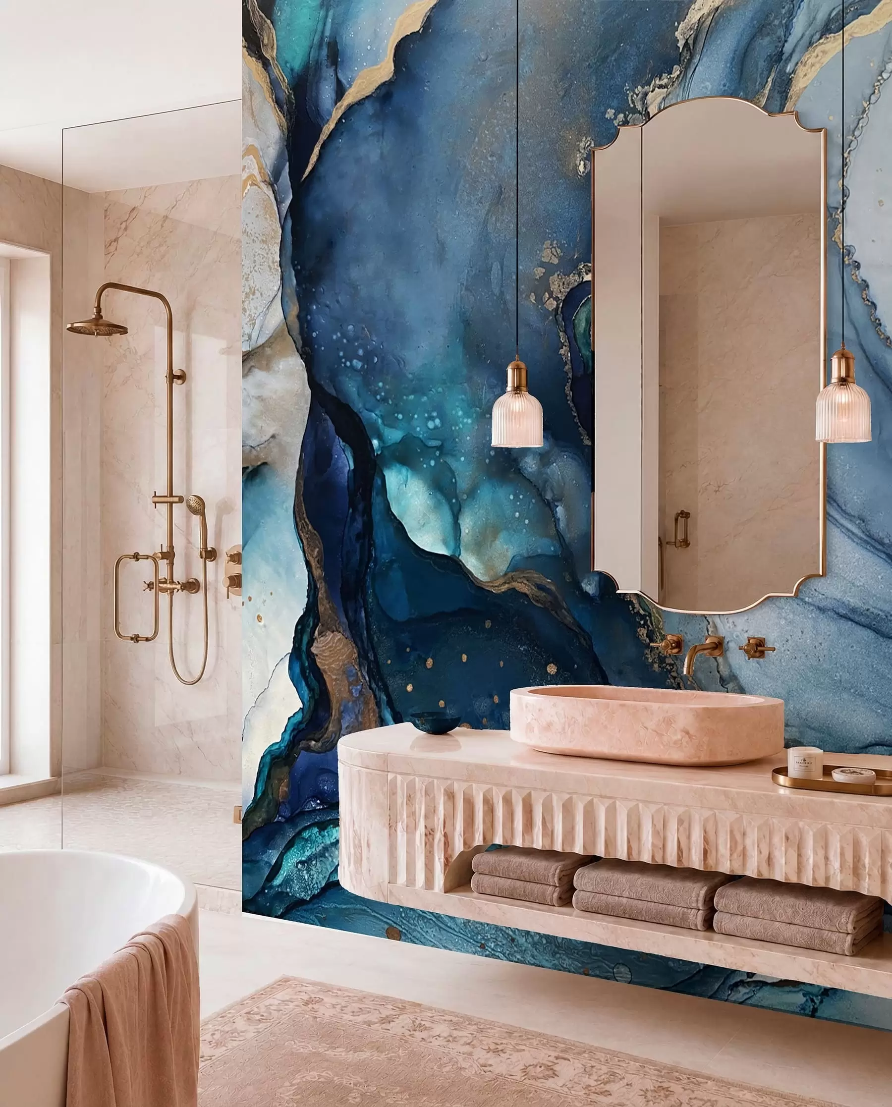 murales de pared Olas minerales azules u10197