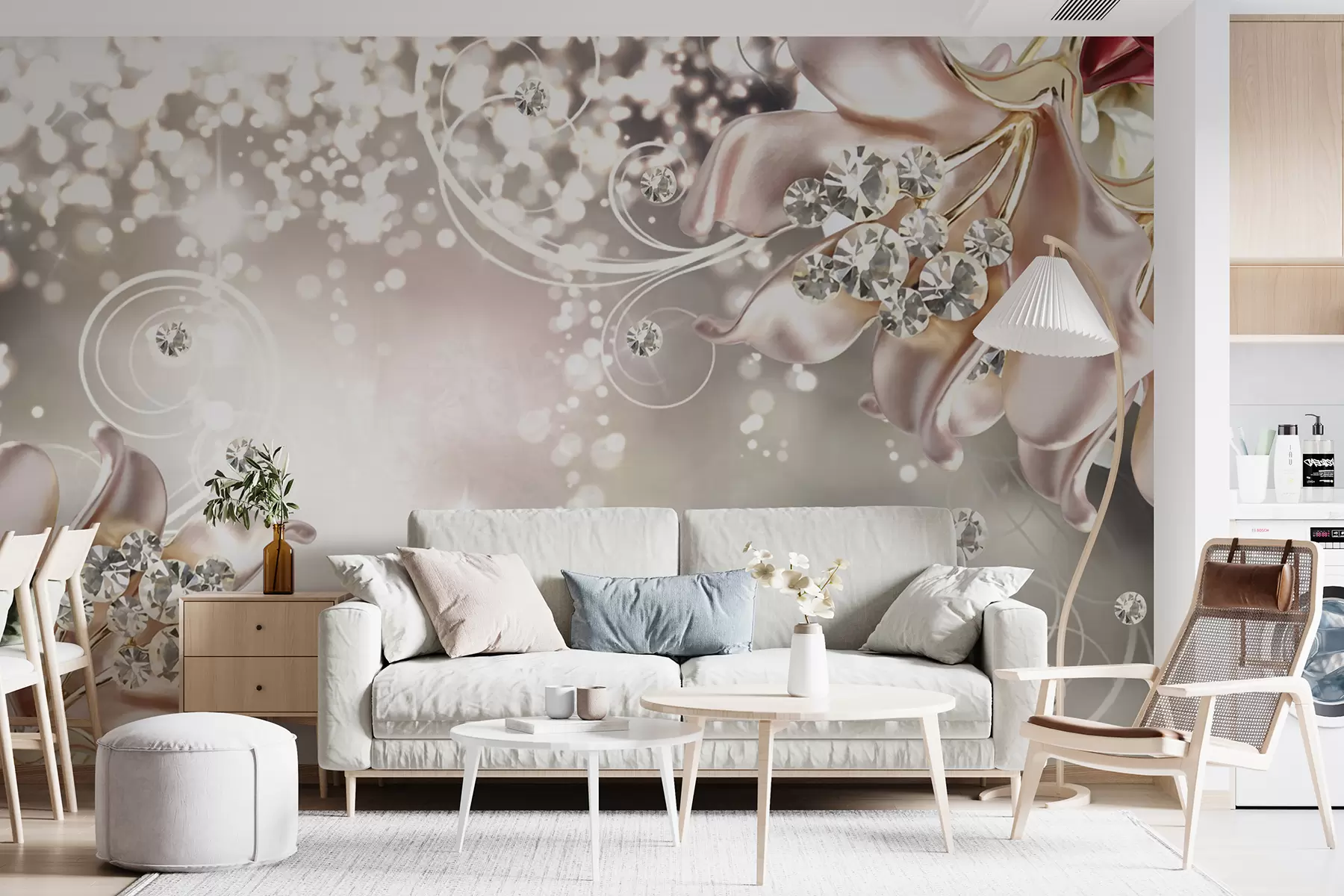 murales de pared Flores y cristales de porcelana u17739