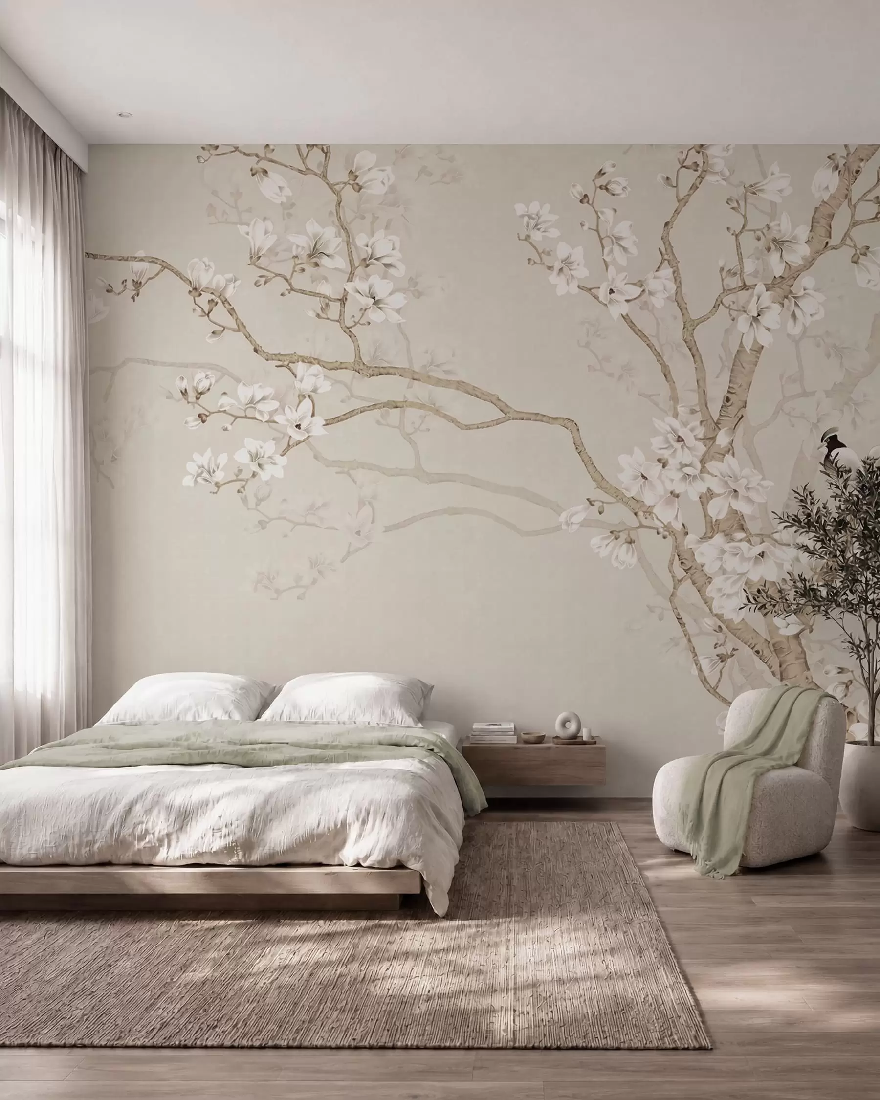 murales de pared Aves entre flores u25842