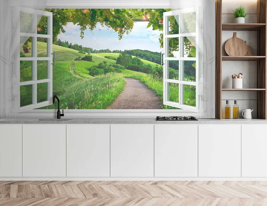 murales de pared Vista desde la ventana al claro u28196
