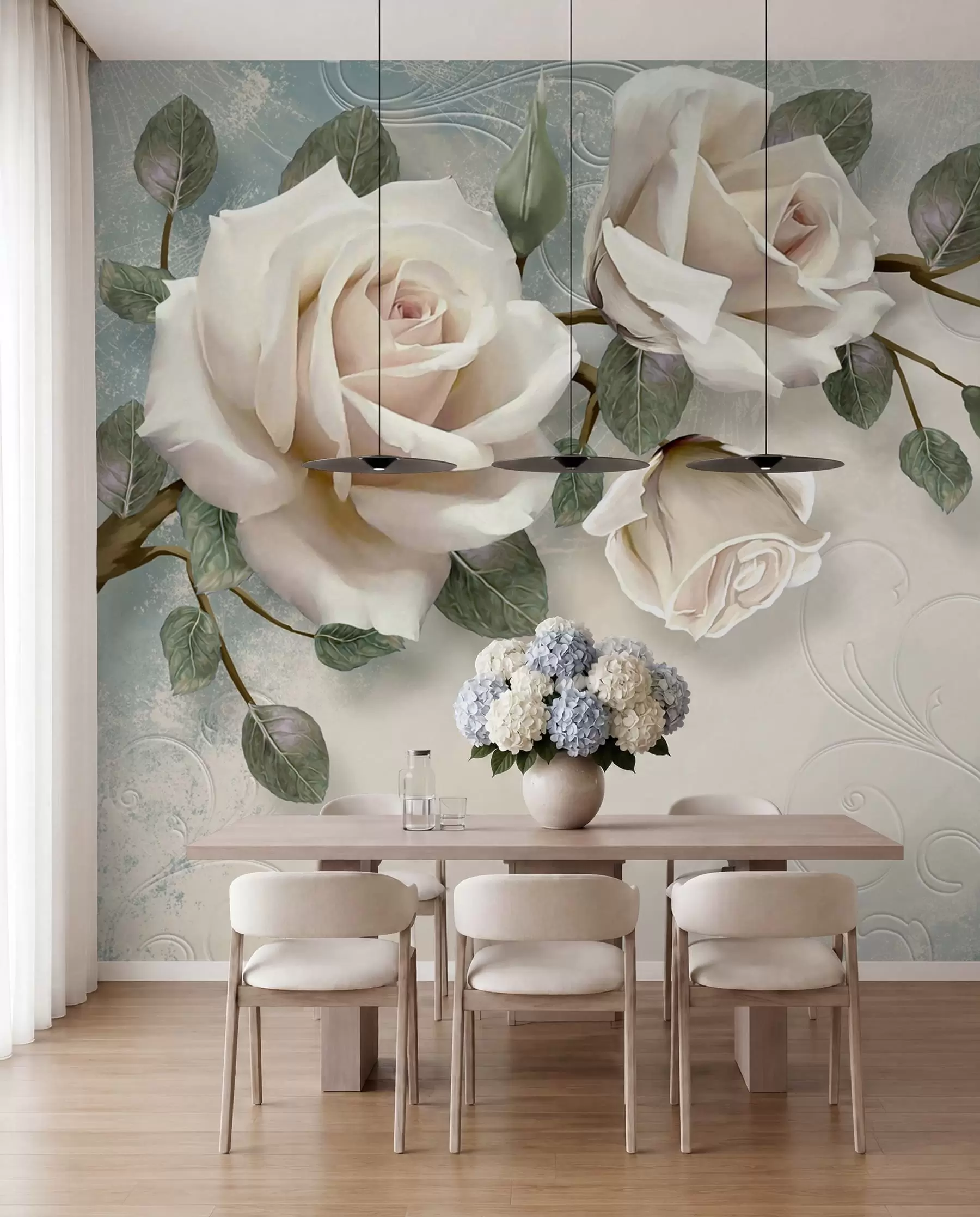 murales de pared Rosas color crema u31353