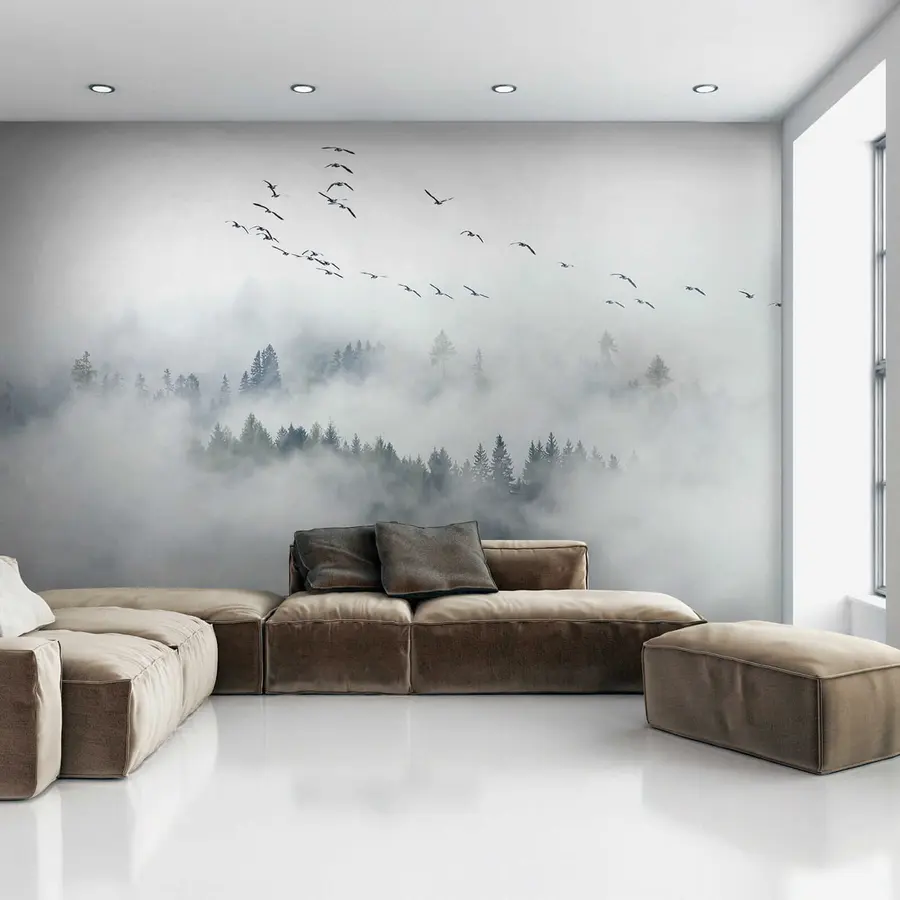 murales de pared Bosque de niebla y pájaros u32480