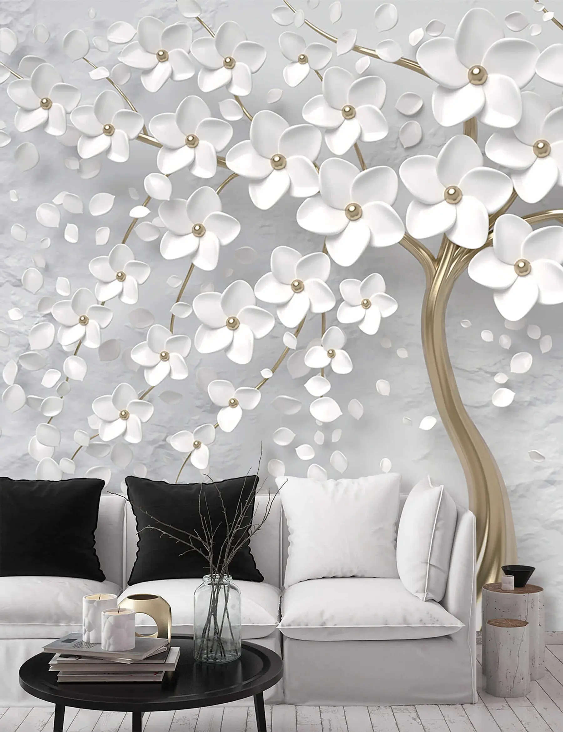 murales de pared Árbol con grandes flores u37065