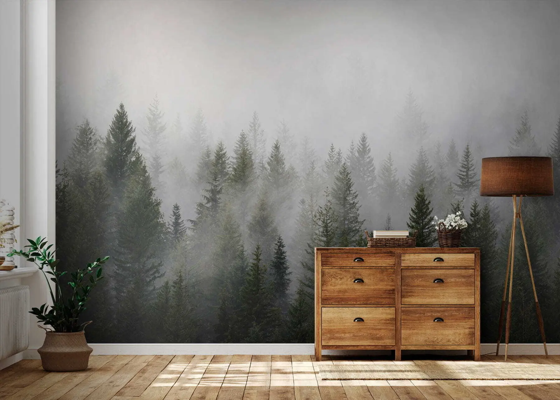 murales de pared Bosque en la niebla u37073