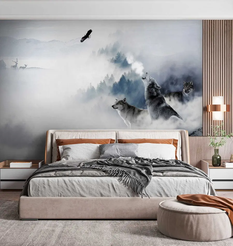 murales de pared Lobos en el bosque u42161