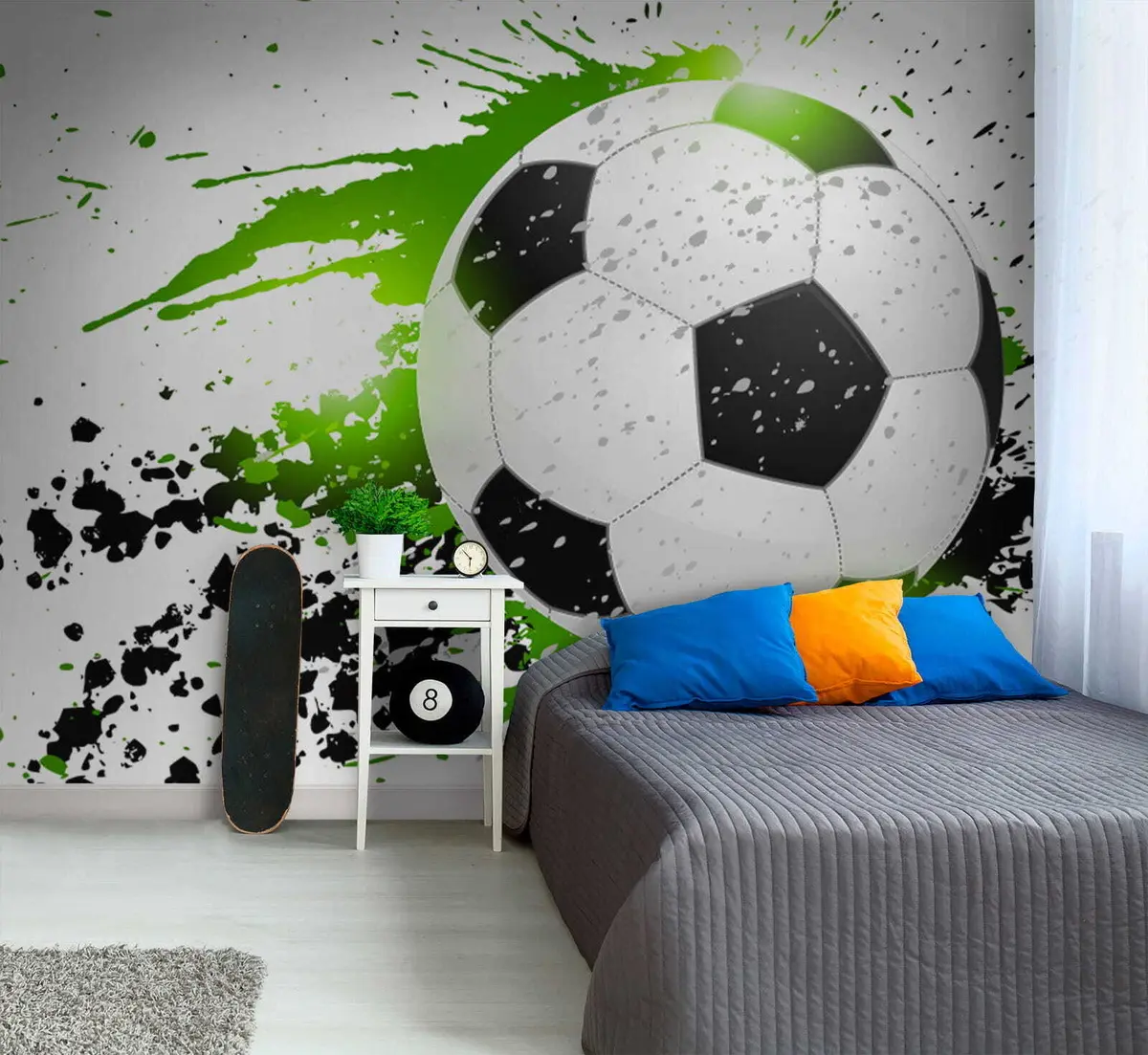 murales de pared Balón entre trazos verdes u57431