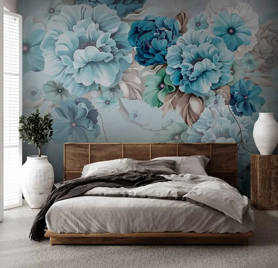 murales de pared Delicadas flores azules u59900