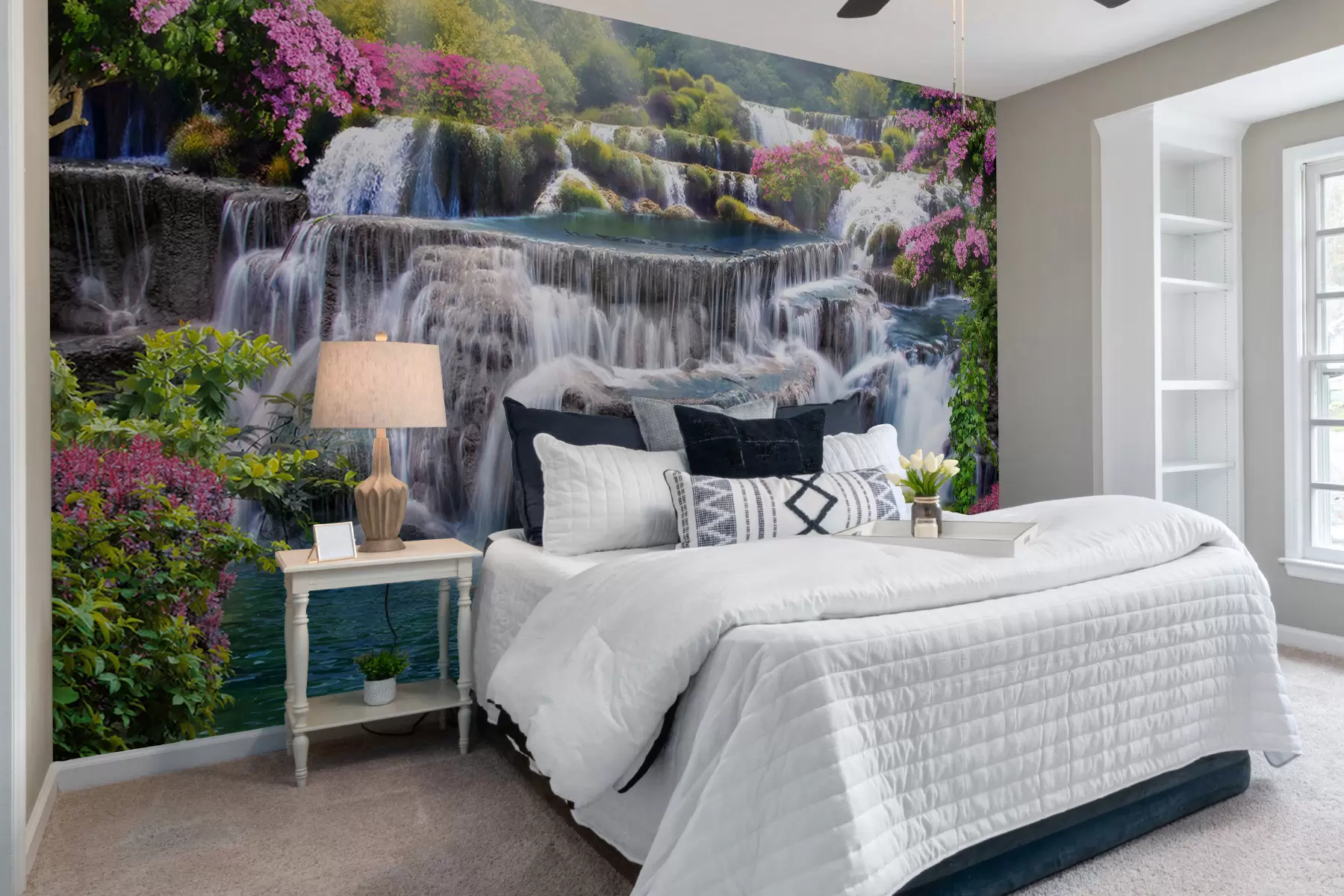 murales de pared Cascada y árboles en flor u60065