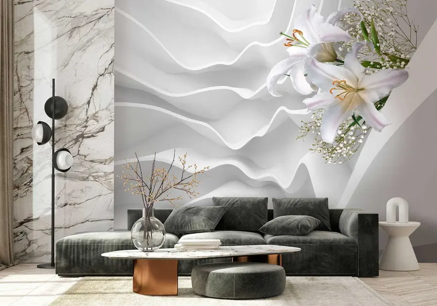 murales de pared Lirios y pared texturizada u60451