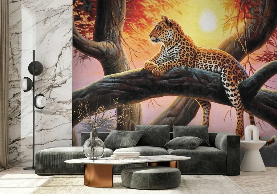 murales de pared Leopardo en un árbol u62925