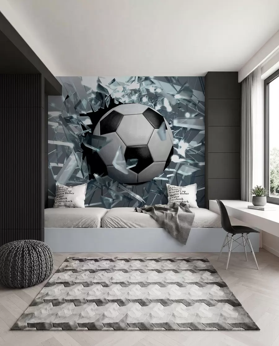 murales de pared Balón de fútbol rompe vidrio u64581