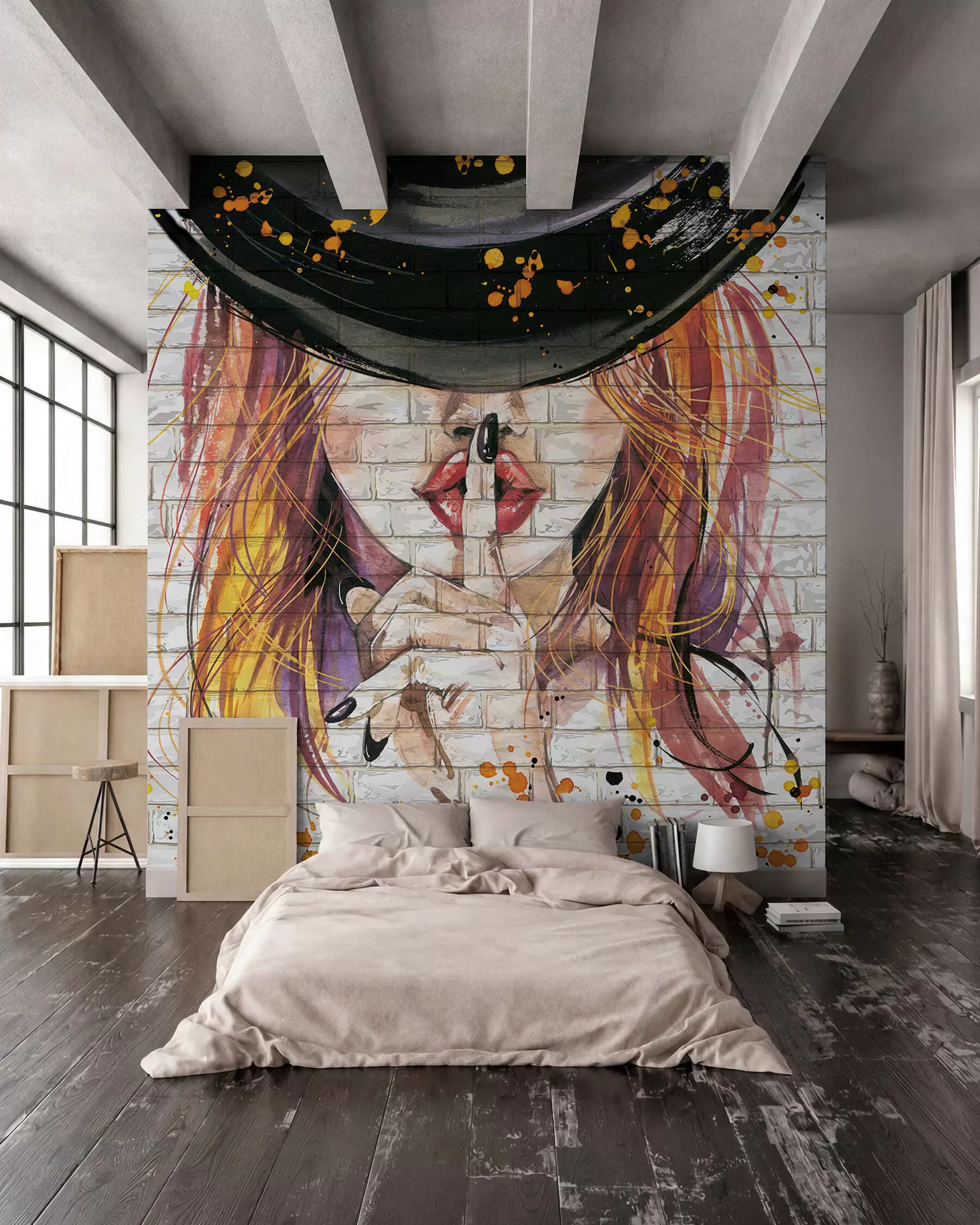 murales de pared Chica con acuarelas u67648
