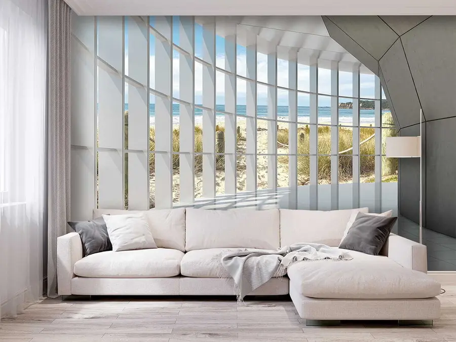 murales de pared Corredor 3D con vista al mar u70513