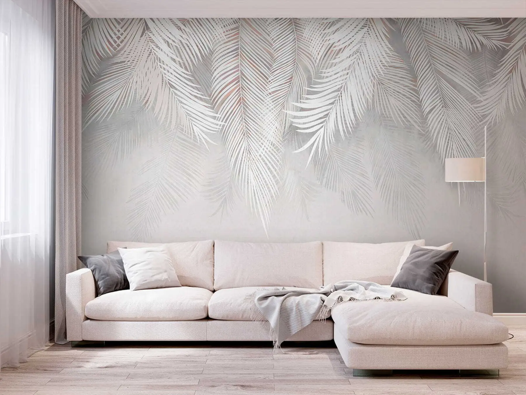 murales de pared Hojas de palma gris u48556