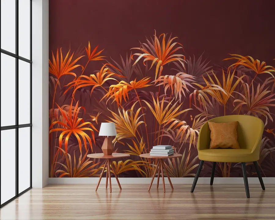 murales de pared Palmeras tropicales anaranjadas u58939v1