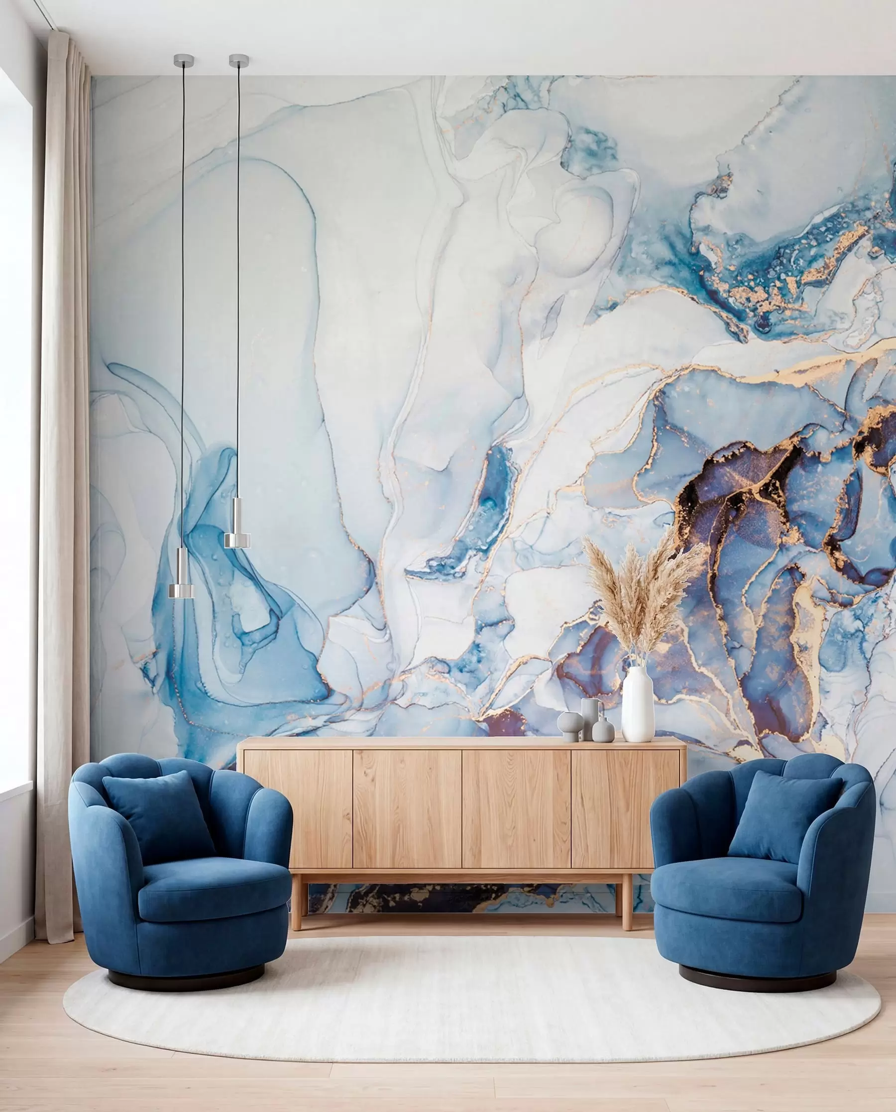 murales de pared Mármol azul con cobre u70767