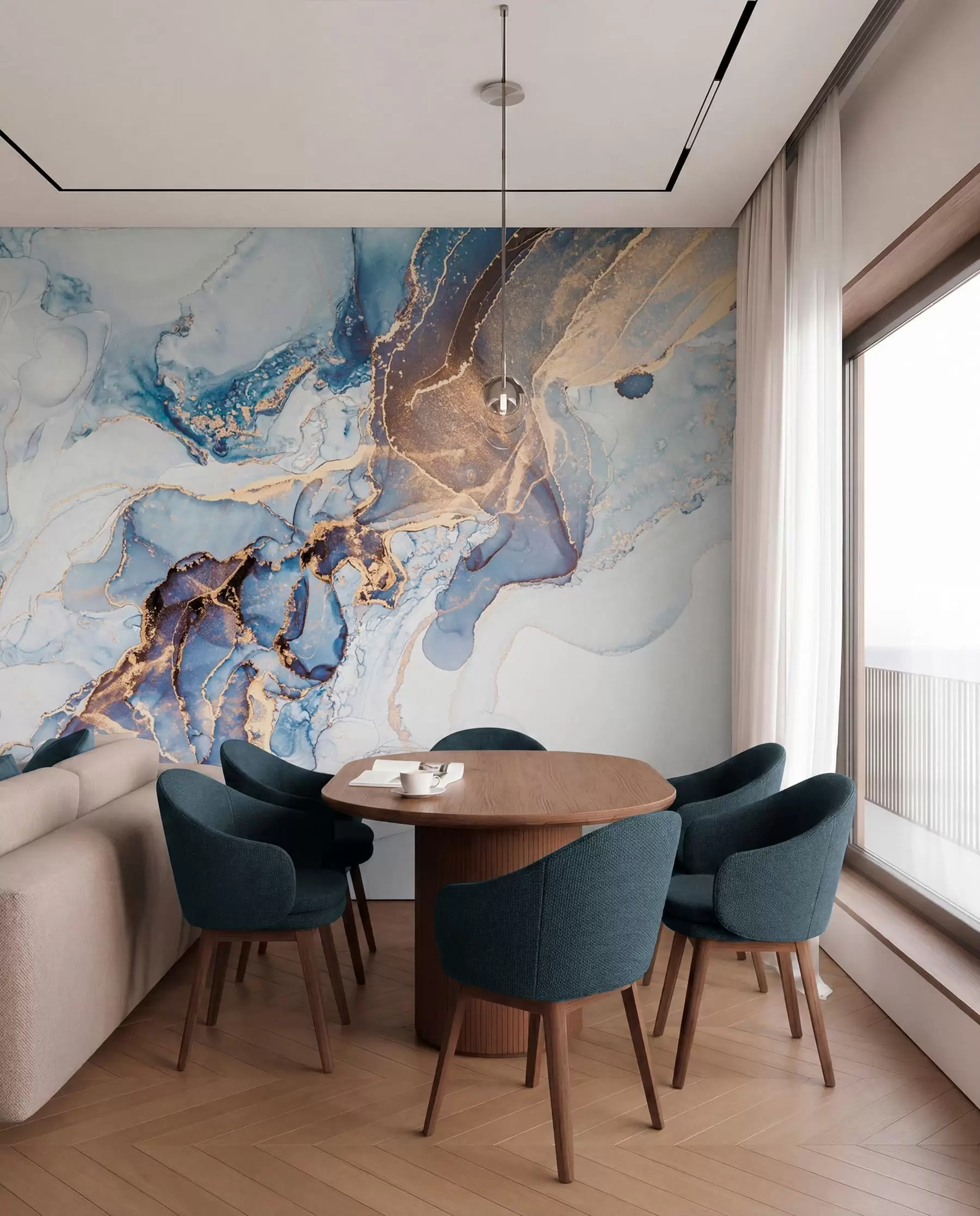 murales de pared Mármol azul con cobre u70767
