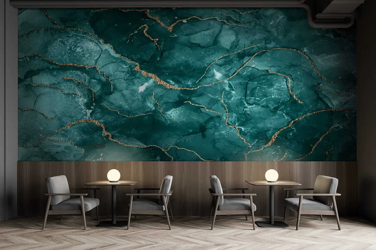 murales de pared Arte abstracto turquesa, mármol, fluido u70782