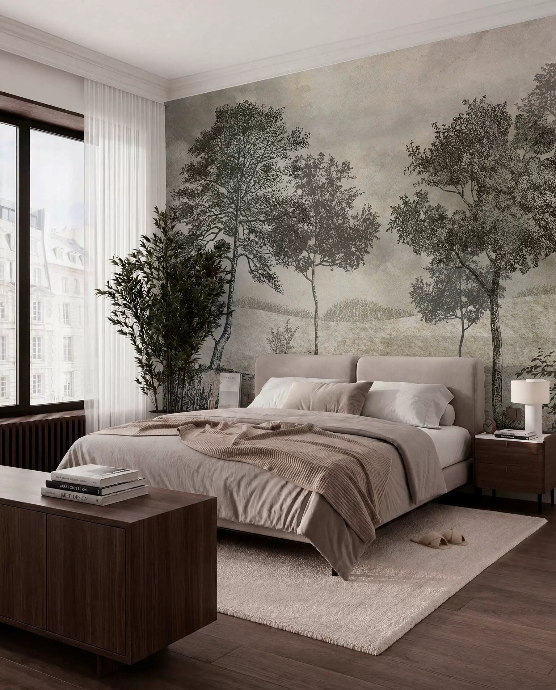 murales de pared Bosque de trazo fino u80030