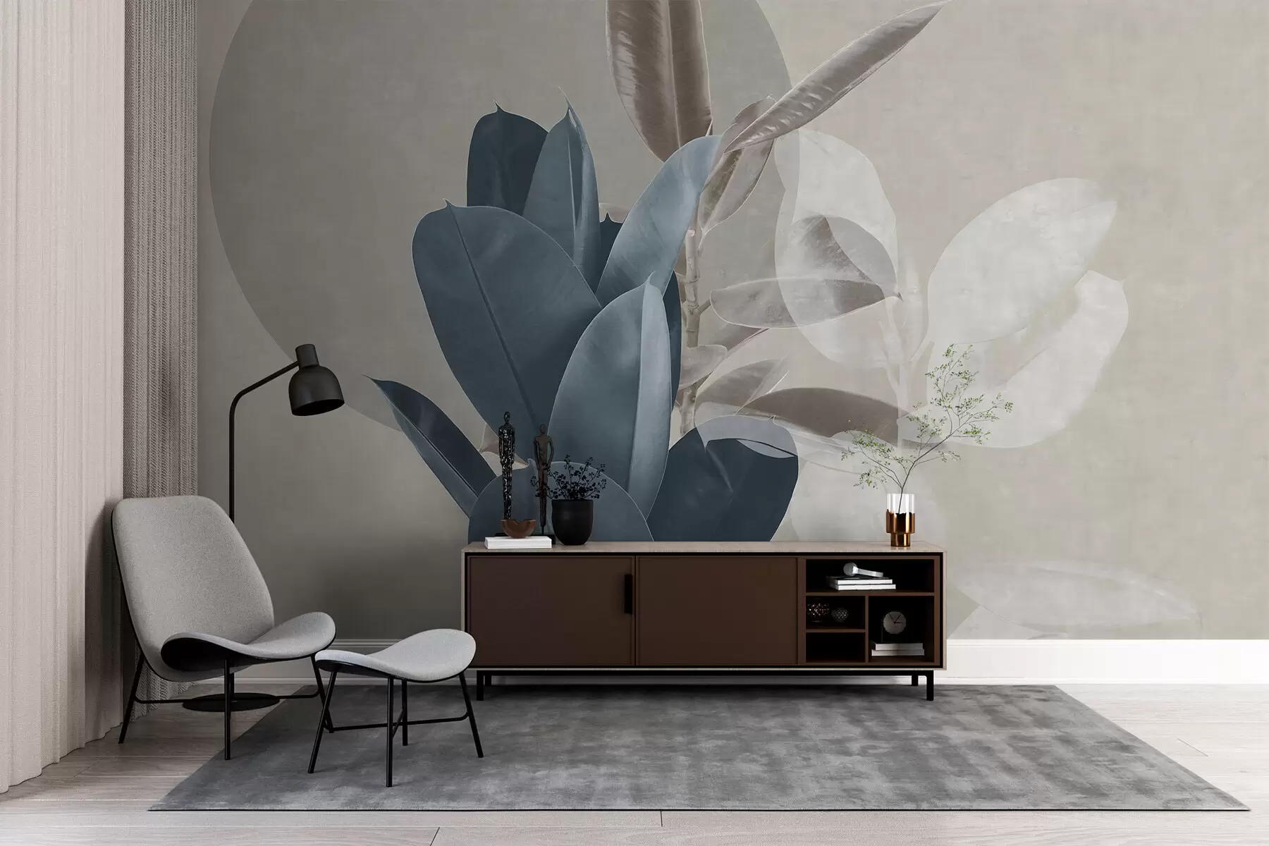 murales de pared Ficus sobre fondo de pared grunge u71334