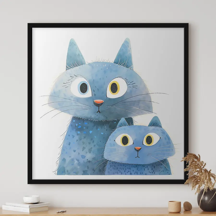 murales de pared Gatos azules curiosos por el mundo f37562