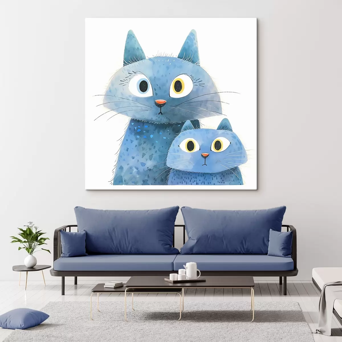 murales de pared Dos curiosos gatos azules juntos s37562