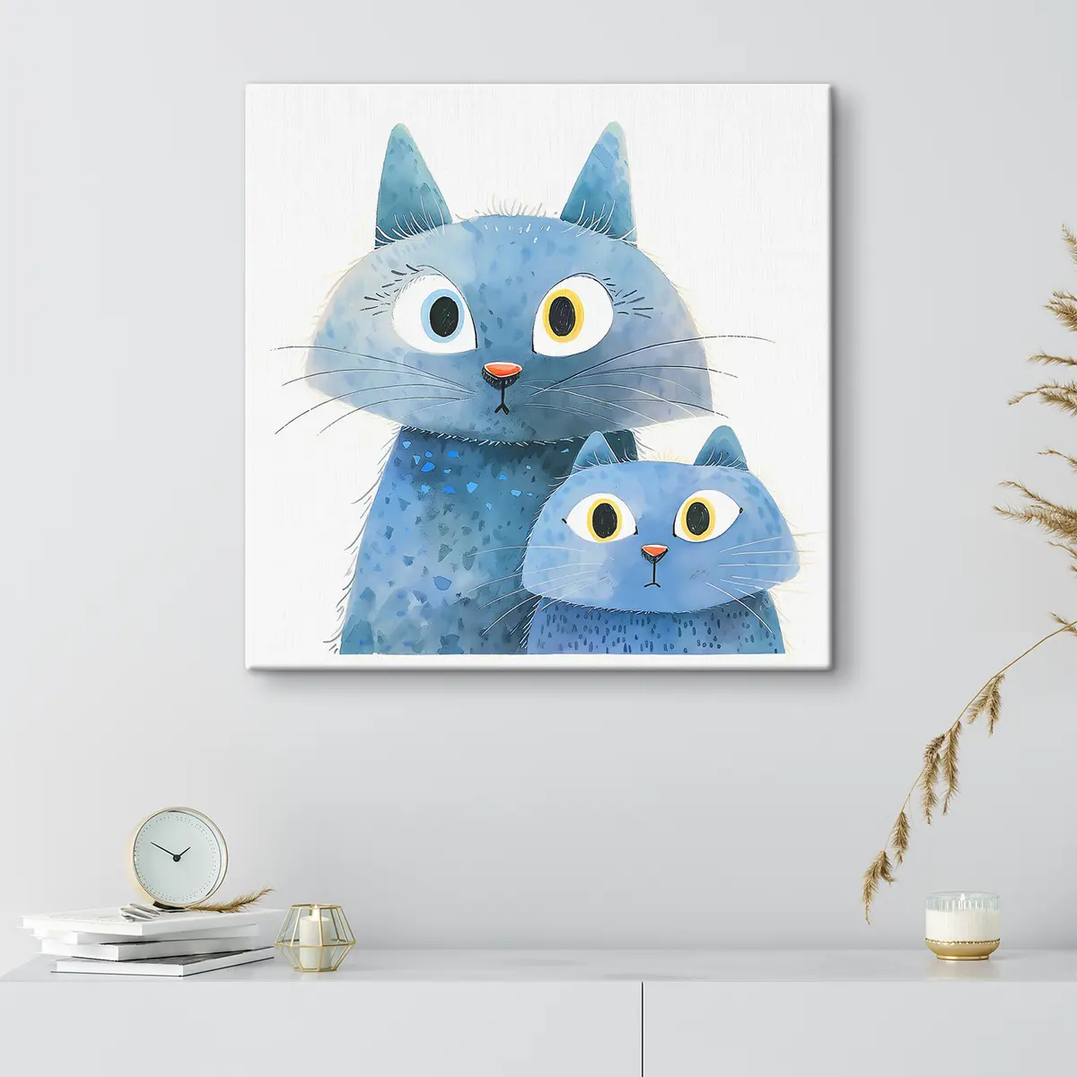 murales de pared Dos curiosos gatos azules juntos s37562