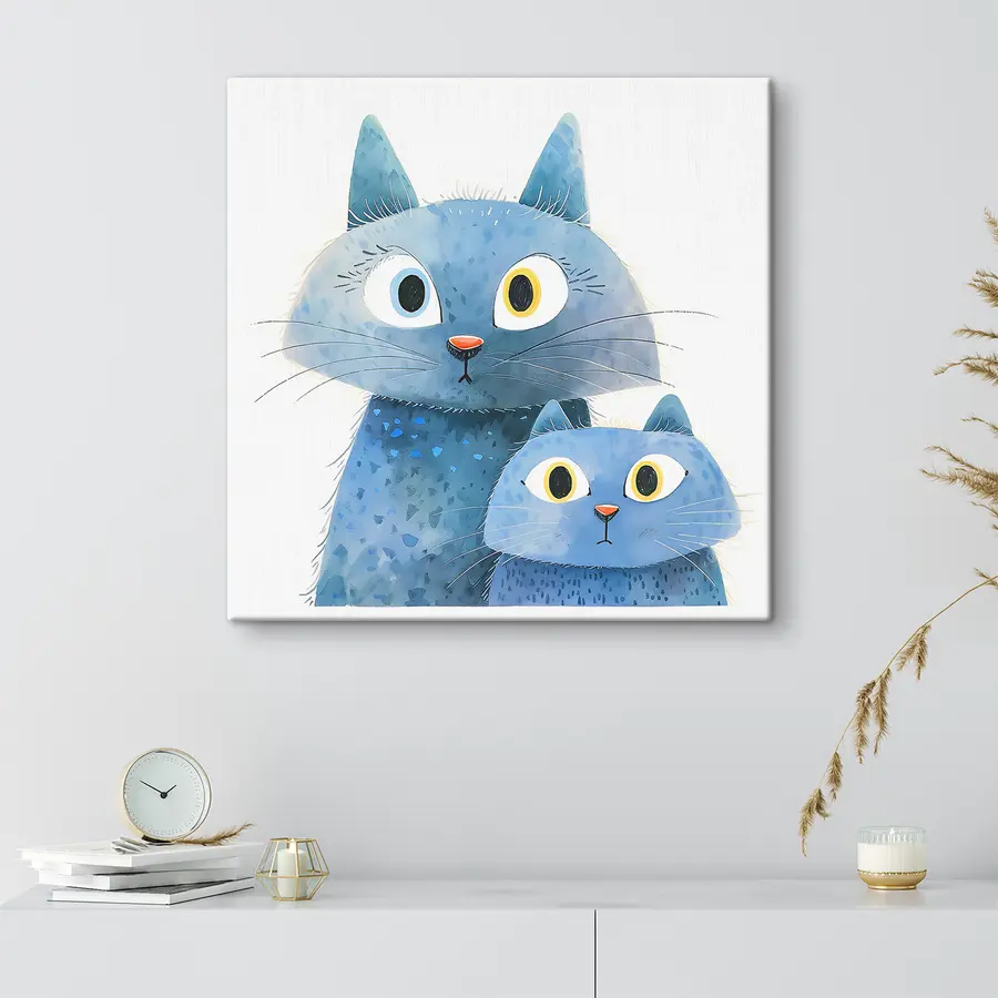 murales de pared Dos curiosos gatos azules juntos s37562