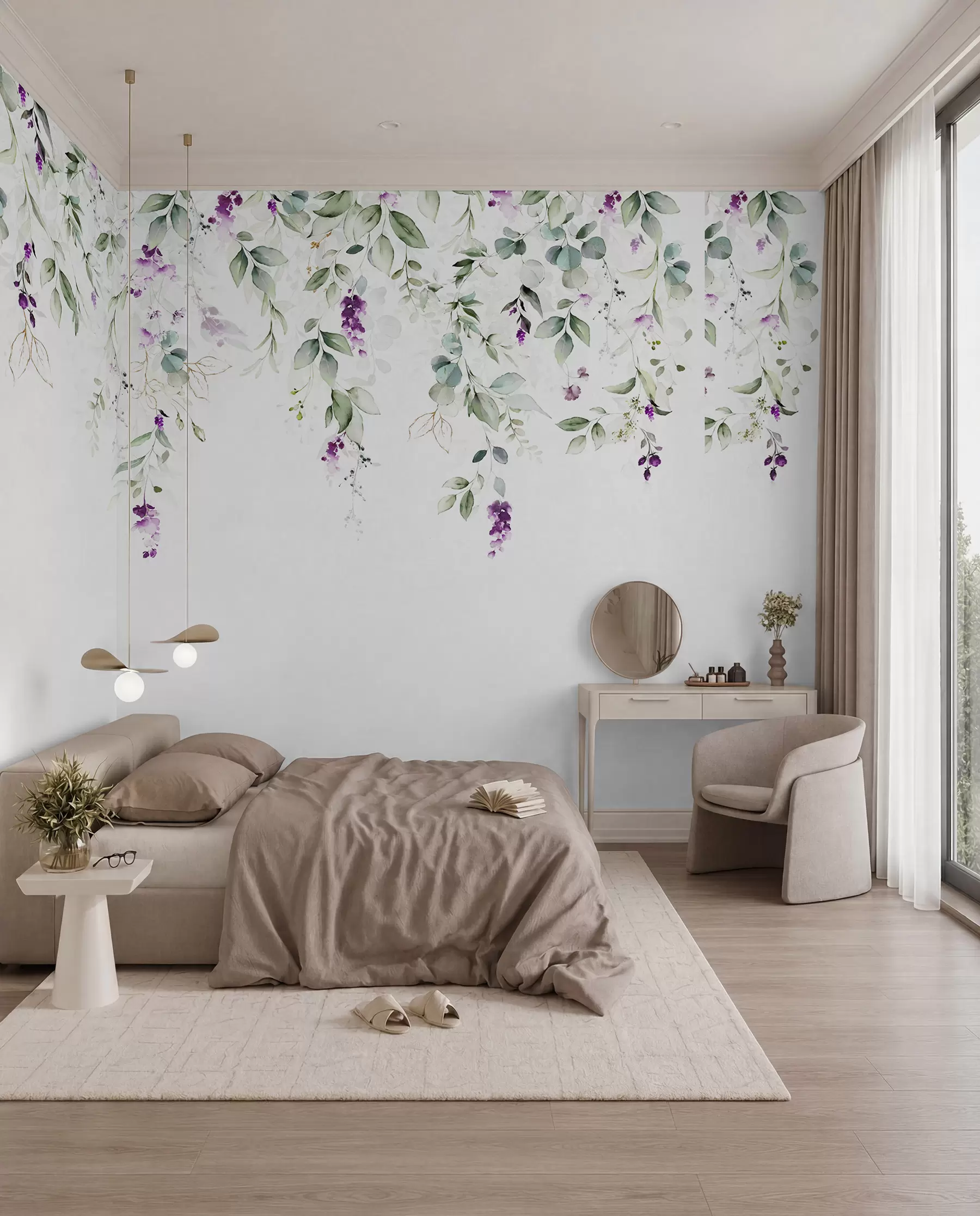 murales de pared Flores violetas colgantes u99687