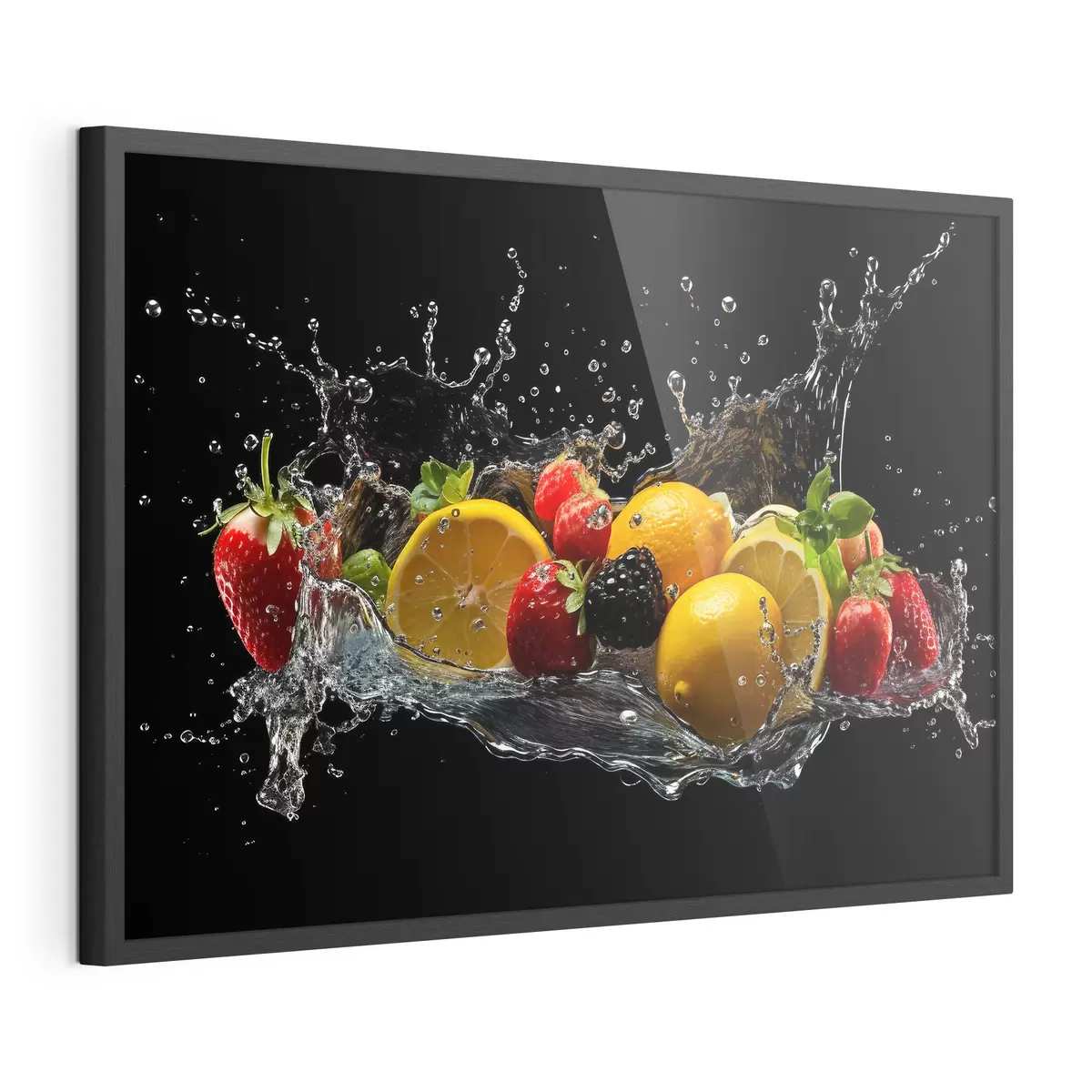 Poster Frutas chapoteando en agua refrescante f37044