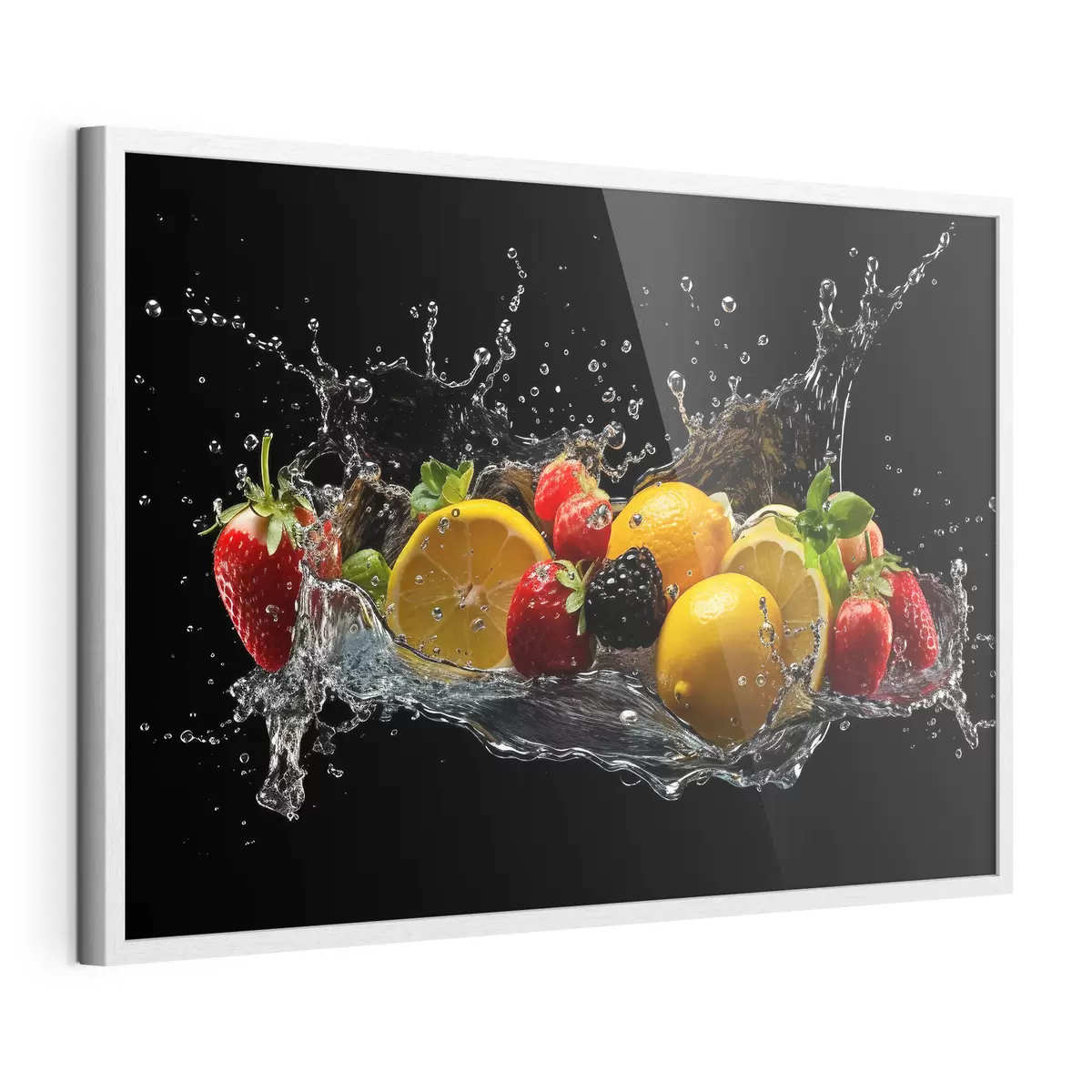 Poster Frutas chapoteando en agua refrescante f37044