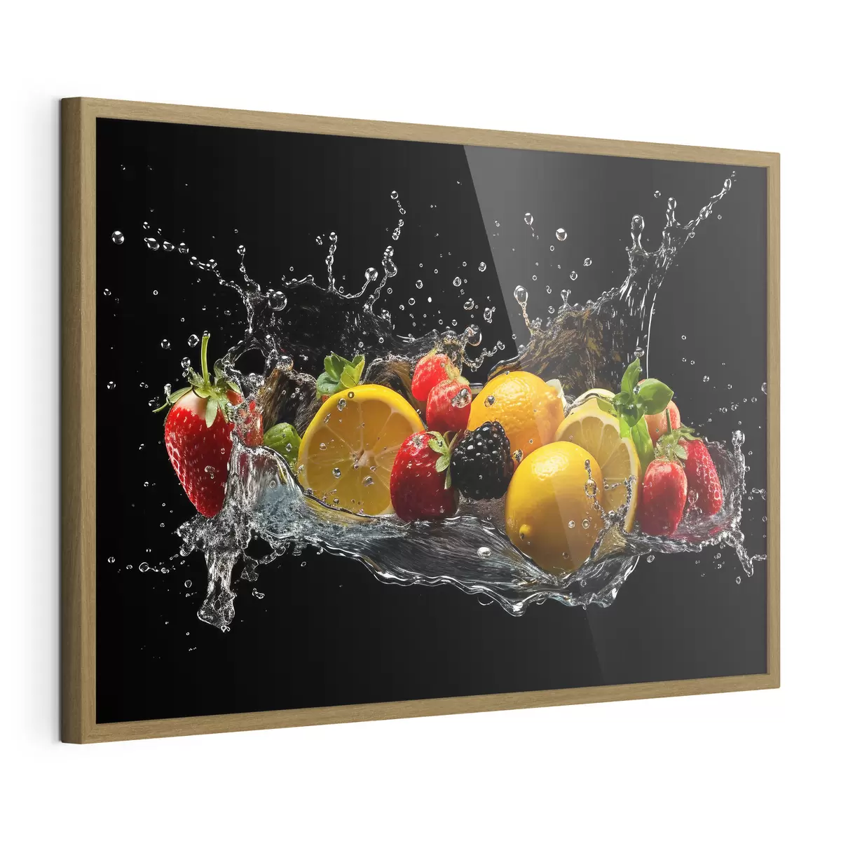 Poster Frutas chapoteando en agua refrescante f37044