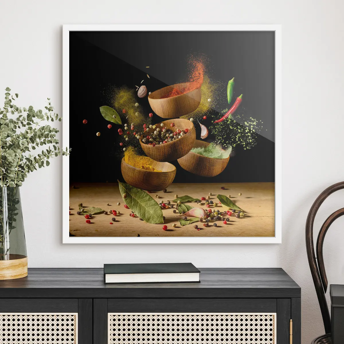 Poster Coloridas especias bailan en el aire f37045