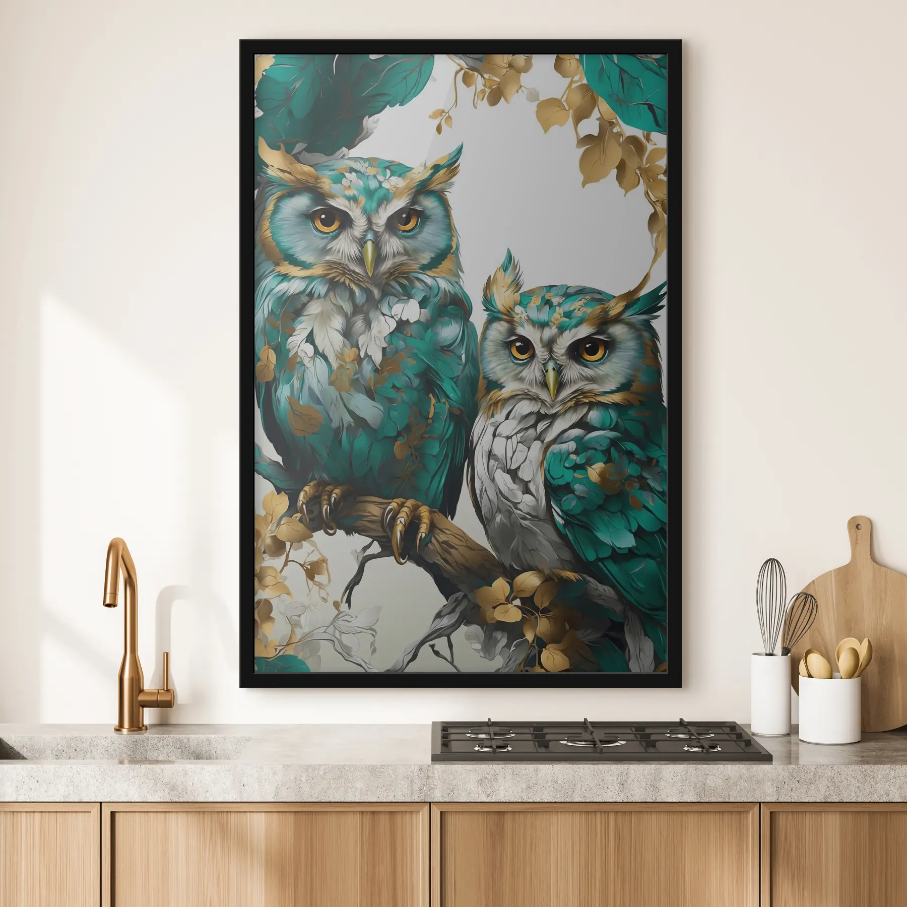 murales de pared Majestuosos búhos de colores vibrantes f37569