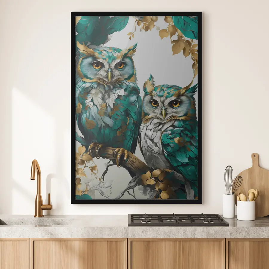murales de pared Majestuosos búhos de colores vibrantes f37569