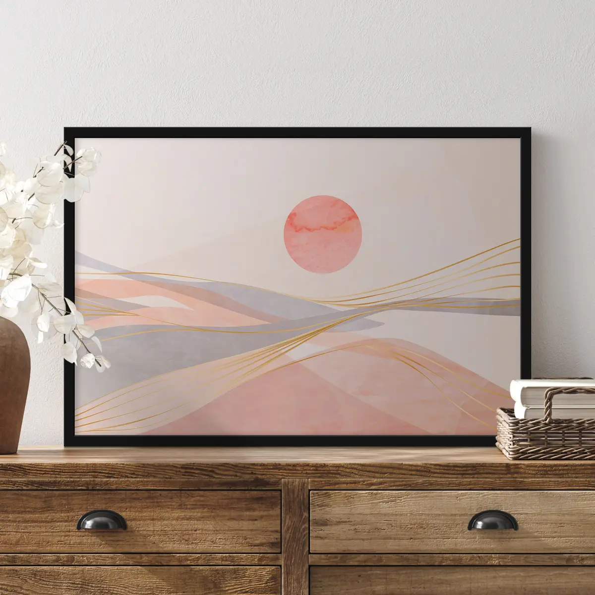 Poster Serena puesta de sol sobre suaves olas f37548