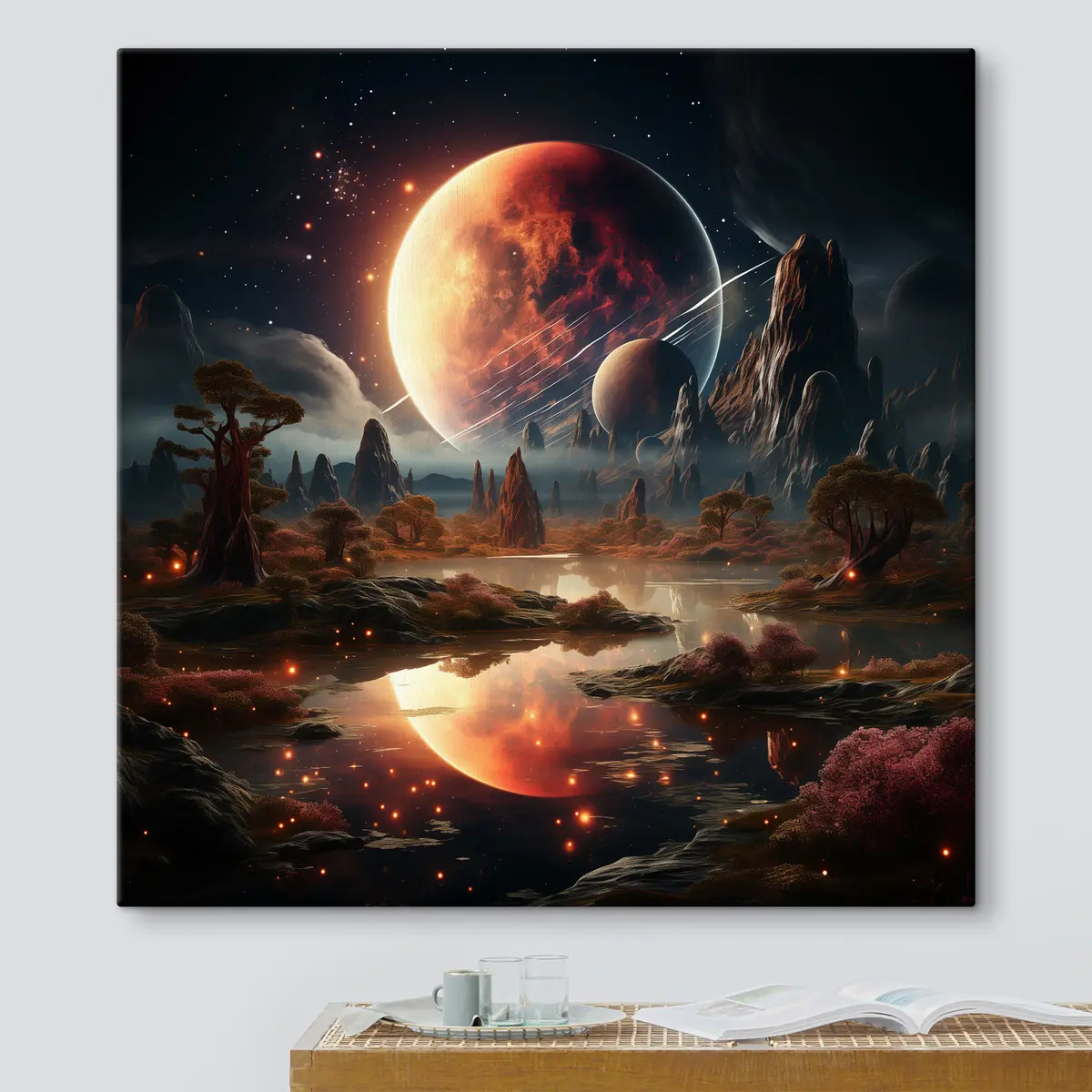 murales de pared Paisaje cósmico bajo un cielo estrellado s37392