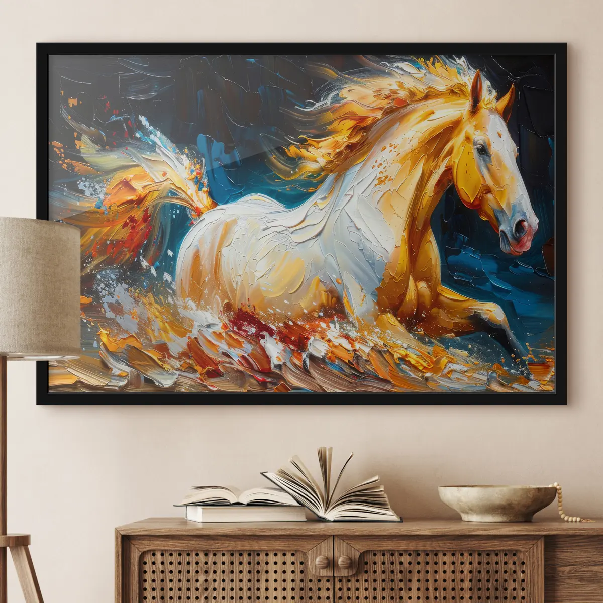 Poster Majestuoso caballo en vibrante movimiento f37768
