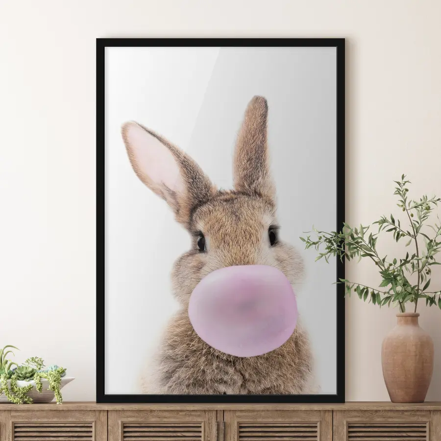 murales de pared Conejito soplando una pompa de chicle f37773