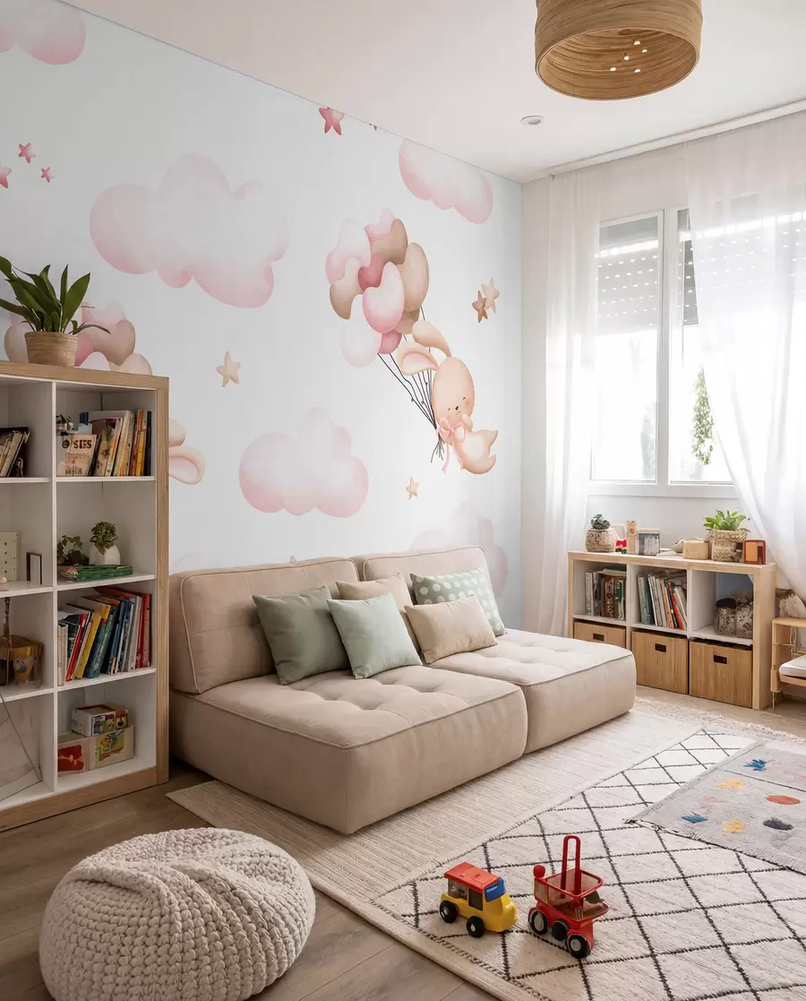 murales de pared Lindo conejo y globos u95399d1