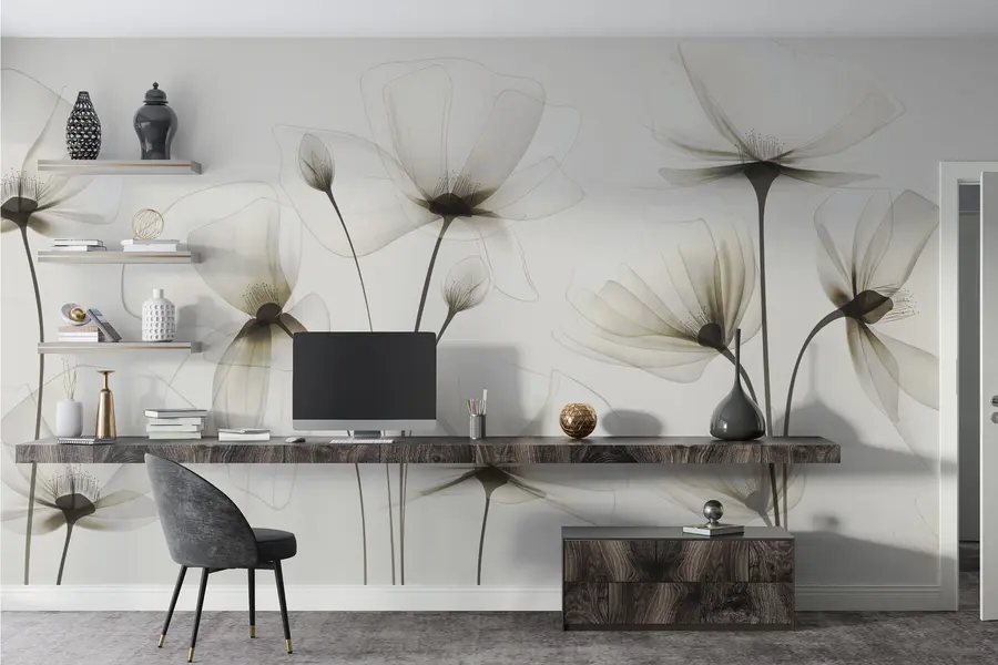 murales de pared Flores de acuarela transparente w00143