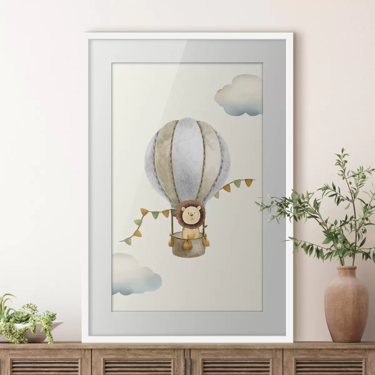 Poster León en un caprichoso globo aerostático f37914