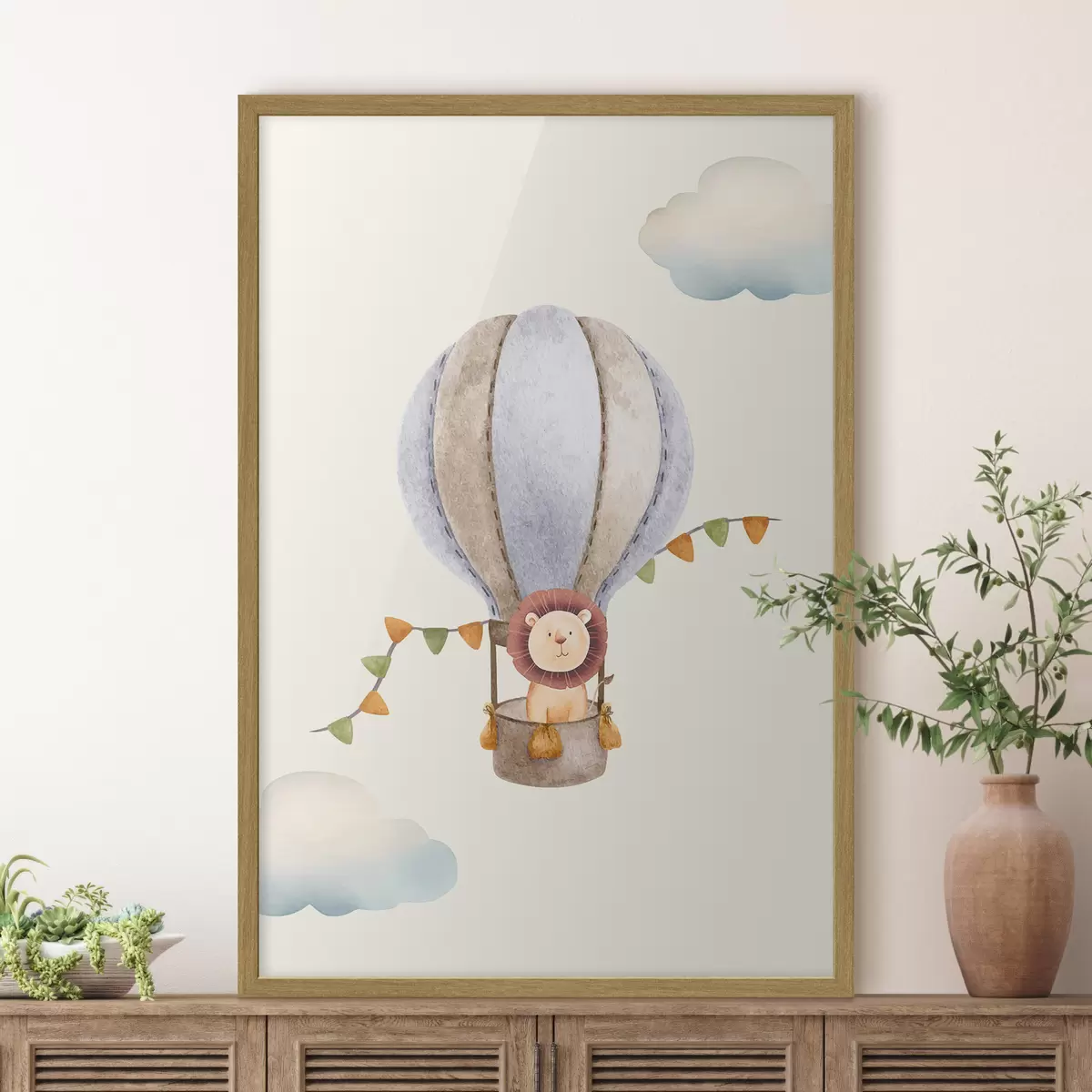 Poster León en un caprichoso globo aerostático f37914