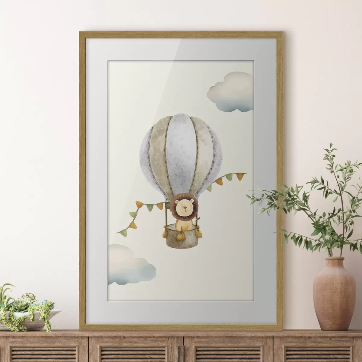 Poster León en un caprichoso globo aerostático f37914