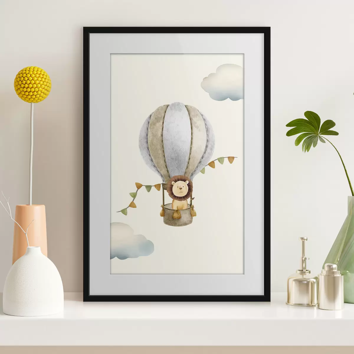 Poster León en un caprichoso globo aerostático f37914